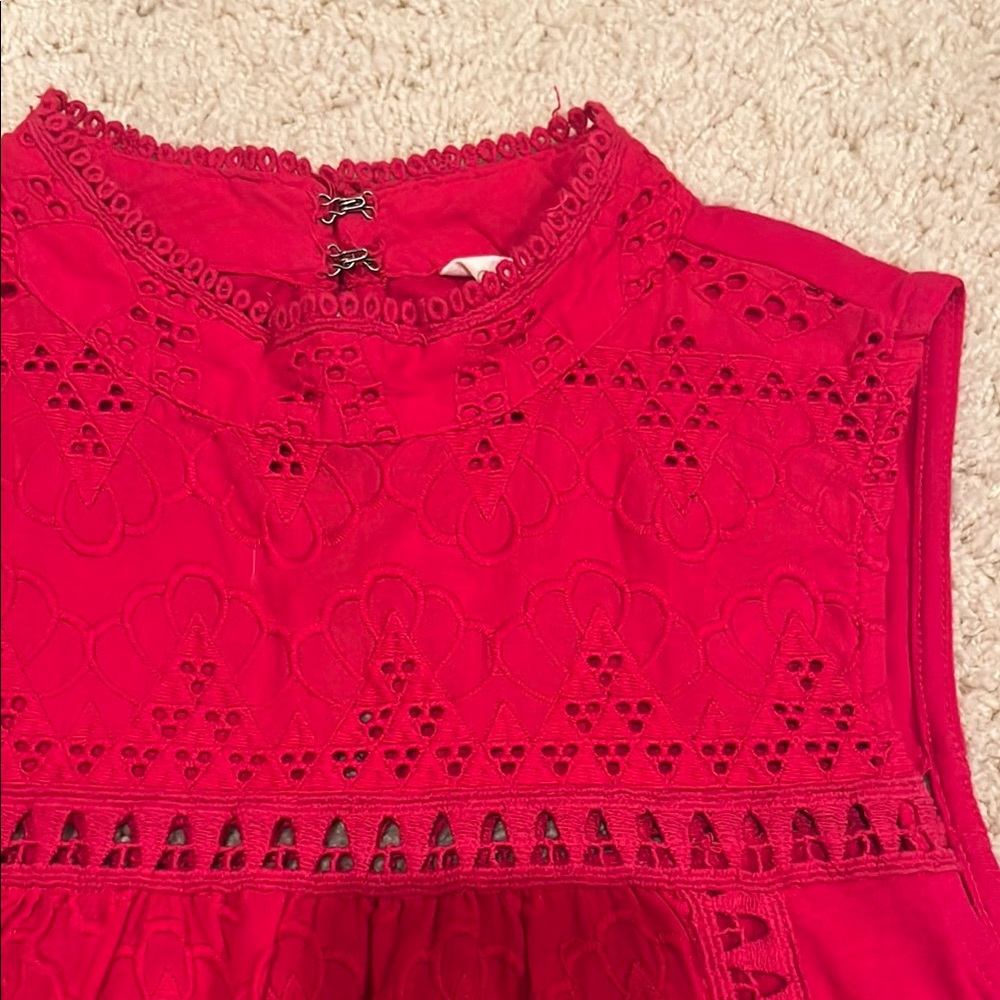 Caslon Pink Lace Eyelet Detail Top